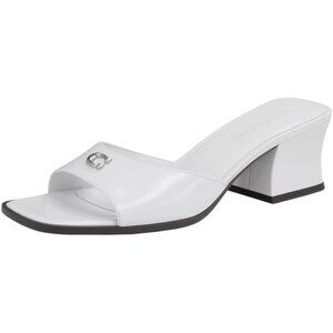Coach Women's Sculpted C Block Heel Sandal Heeled, Optic White, 9.5